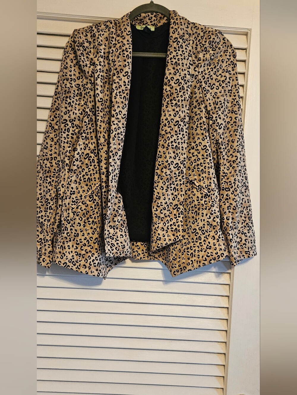 VINTAGE Leopard Print Cascade Front Jacket - Tan/Black
